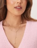 [ASOS DESIGN] ASOS DESIGN multi-row lariat-style necklace with celestial details in gold tone No Size GOLD