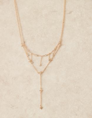 ASOS DESIGN MULTI-ROW LARIAT-STYLE NECKLACE WITH CELESTIAL DETAILS 