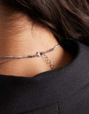 Asos Design Multi-row Necklace With Faux Pearls In Gold