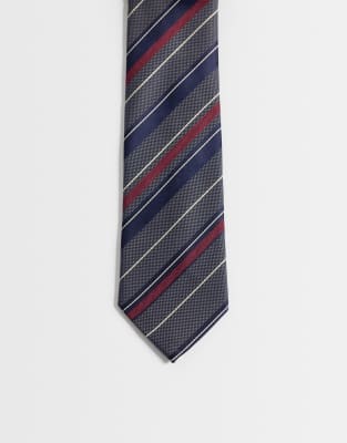 Asos Design Multi Striped Rugby Tie In Blue