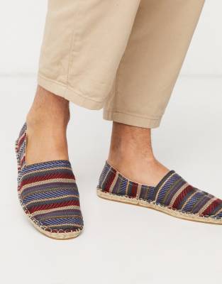 ASOS DESIGN multi stripes espadrilles-Red