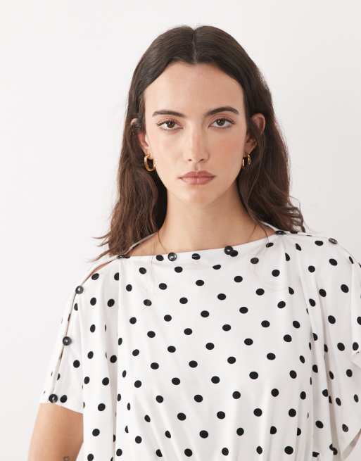 ASOS DESIGN multi way button up top in polka dot print, 3 of 4