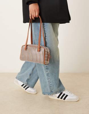 Asos Design Multi Weave Boxy Shoulder Bag In White