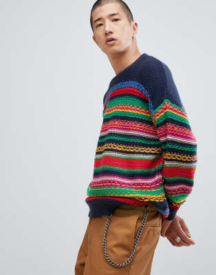 ASOS DESIGN MULTICOLOR striped textured sweater