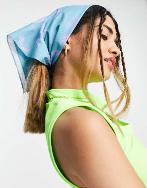 ASOS DESIGN - Multifarvet hovedtørklæde med hesteprint i bomuld