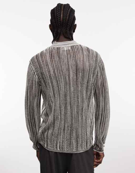 ASOS DESIGN - Multifarvet langærmet polo i strikket mesh med hak i halsen, 5 af 5