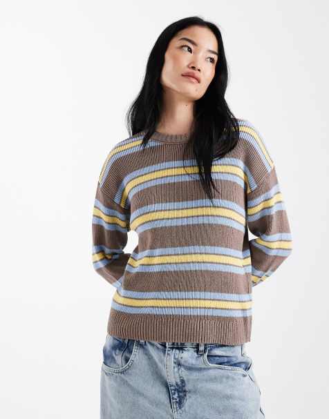 ASOS DESIGN - Multifarvet striktrøje i bomuldsblanding med striber - view 1