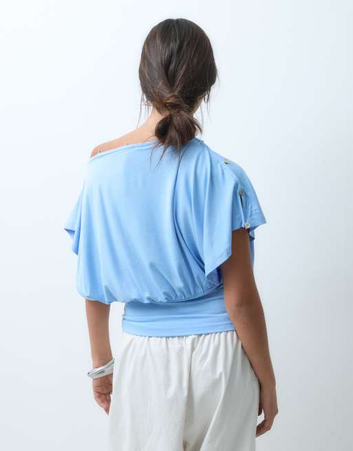 ASOS DESIGN - Multifunktionel lyseblå top med knapper, 4 af 4