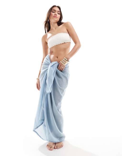 ASOS DESIGN - Multifunktionel maxi-strandsarong i blå