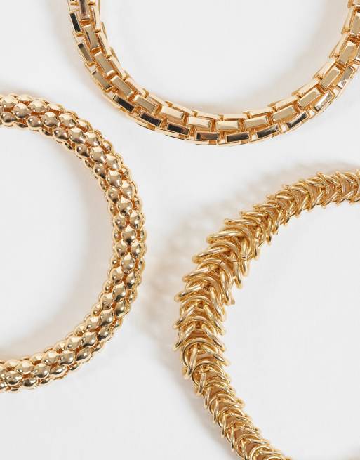 ASOS DESIGN Multipack Armbänder mit gemischten Ketten in Goldoptik, 2 von 3