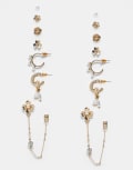 [ASOS DESIGN] ASOS DESIGN multipack earrings with florals and faux pearls in gold tone No Size GOLD