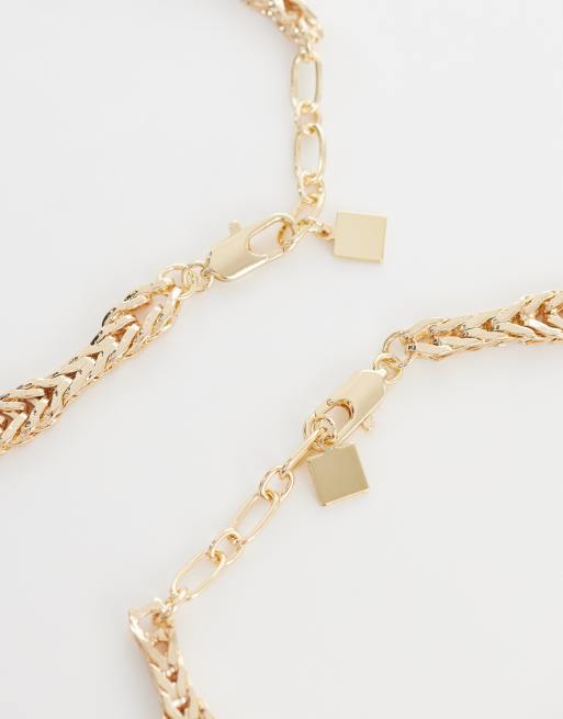 ASOS DESIGN – Multipack mit breiten Kettenarmbändern in Goldoptik, 2 von 3