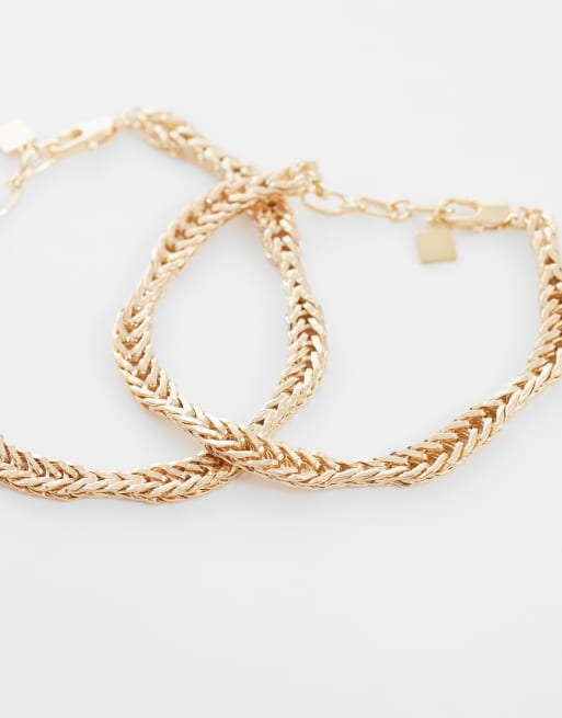 ASOS DESIGN – Multipack mit breiten Kettenarmbändern in Goldoptik, 3 von 3