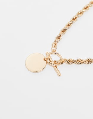 Asos Design Multipack Necklaces With Chunky Chains And Colored Stone Set Details In Gold