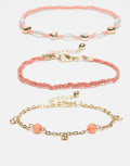 [ASOS DESIGN] ASOS DESIGN multipack of beaded bracelets in coral and gold tone No Size Gold