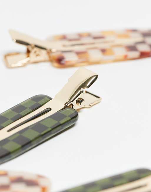 ASOS DESIGN multipack of checked pattern clips in multi | ASOS
