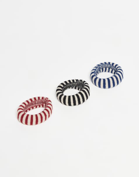 ASOS DESIGN multipack of patterned hair elastics in multi - view 1