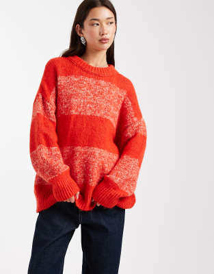 ASOS DESIGN - Multiply - Gestreifter Pullover in Rot