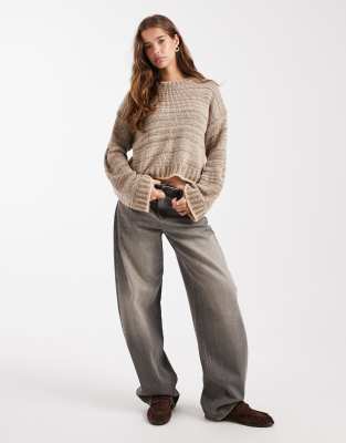 Asos Design Multiply Knit Sweater In Brown