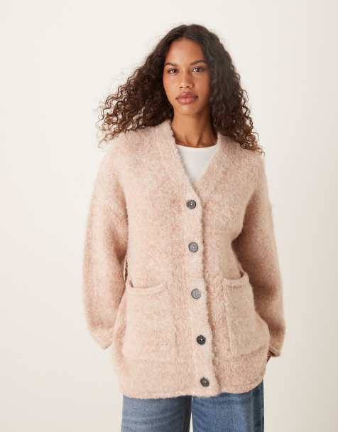 ASOS DESIGN multiply oversized cardigan in pink - view 1