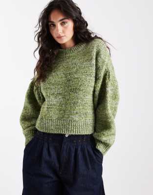 Asos Design Multiply Sleeve Detail Sweater In Green