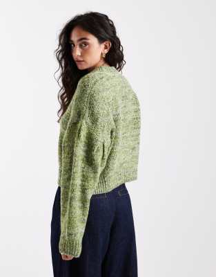 Asos Design Multiply Sleeve Detail Sweater In Green