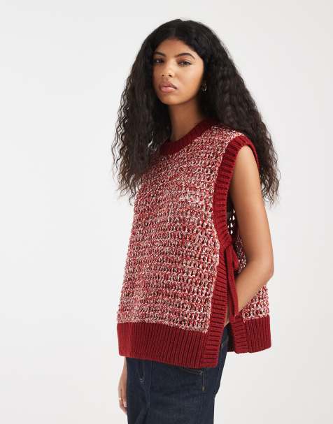 ASOS DESIGN multiply stitch tie side tank top in red - view 1