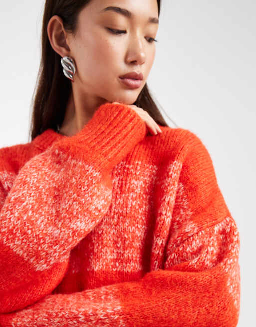 ASOS DESIGN multiply striped sweater in red, 2 of 4