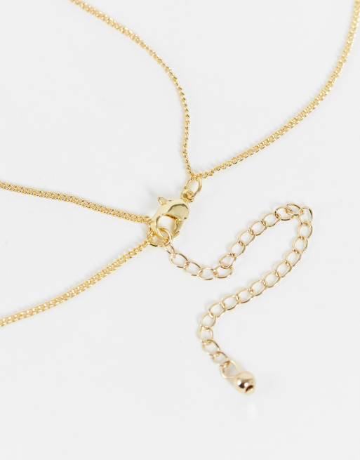 ASOS DESIGN multirow necklace with twisted bead and hoop design in gold tone, 4 of 4