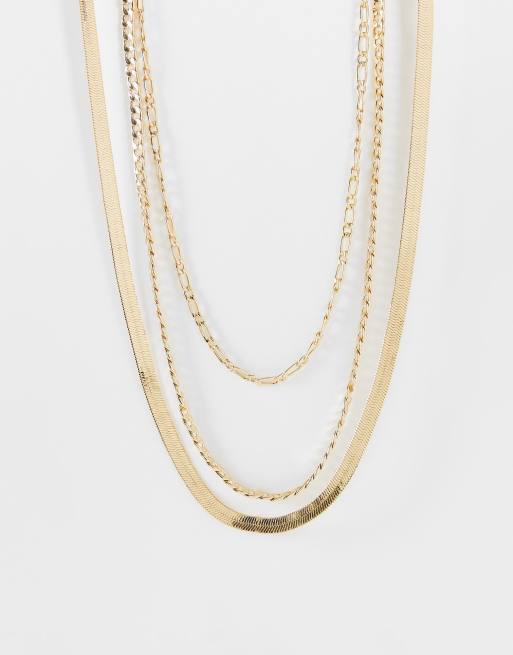 ASOS DESIGN multirow necklace with vintage style chains in gold tone