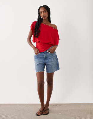 Asos Design Multiway Button Top In Red