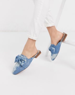 denim flat mules