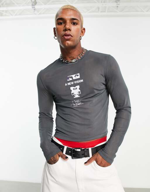 Grey mesh t shirt sale