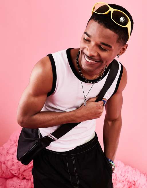 ASOS DESIGN muscle crop vest with cut out tie back in white, 2 of 4