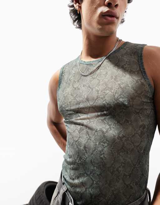 ASOS DESIGN - Muscle fit body van mesh bedekt met slangenprint, 4 van 4