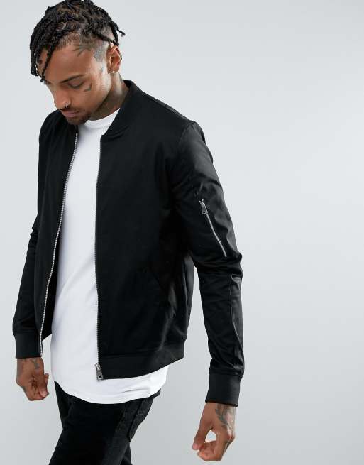 Mens muscle fit bomber jacket sale