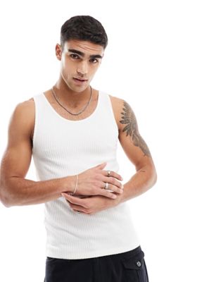 ASOS DESIGN muscle fit brushed rib vest in off white - ASOS Price Checker