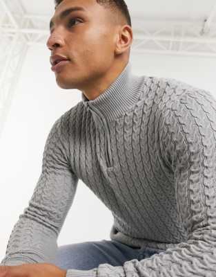 muscle fit half zip jumper
