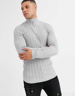 muscle fit half zip jumper