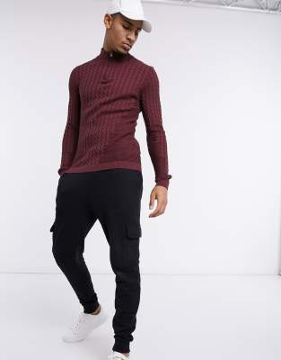 burgundy half zip jumper