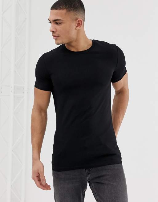 ASOS DESIGN muscle fit crew neck t shirt in black