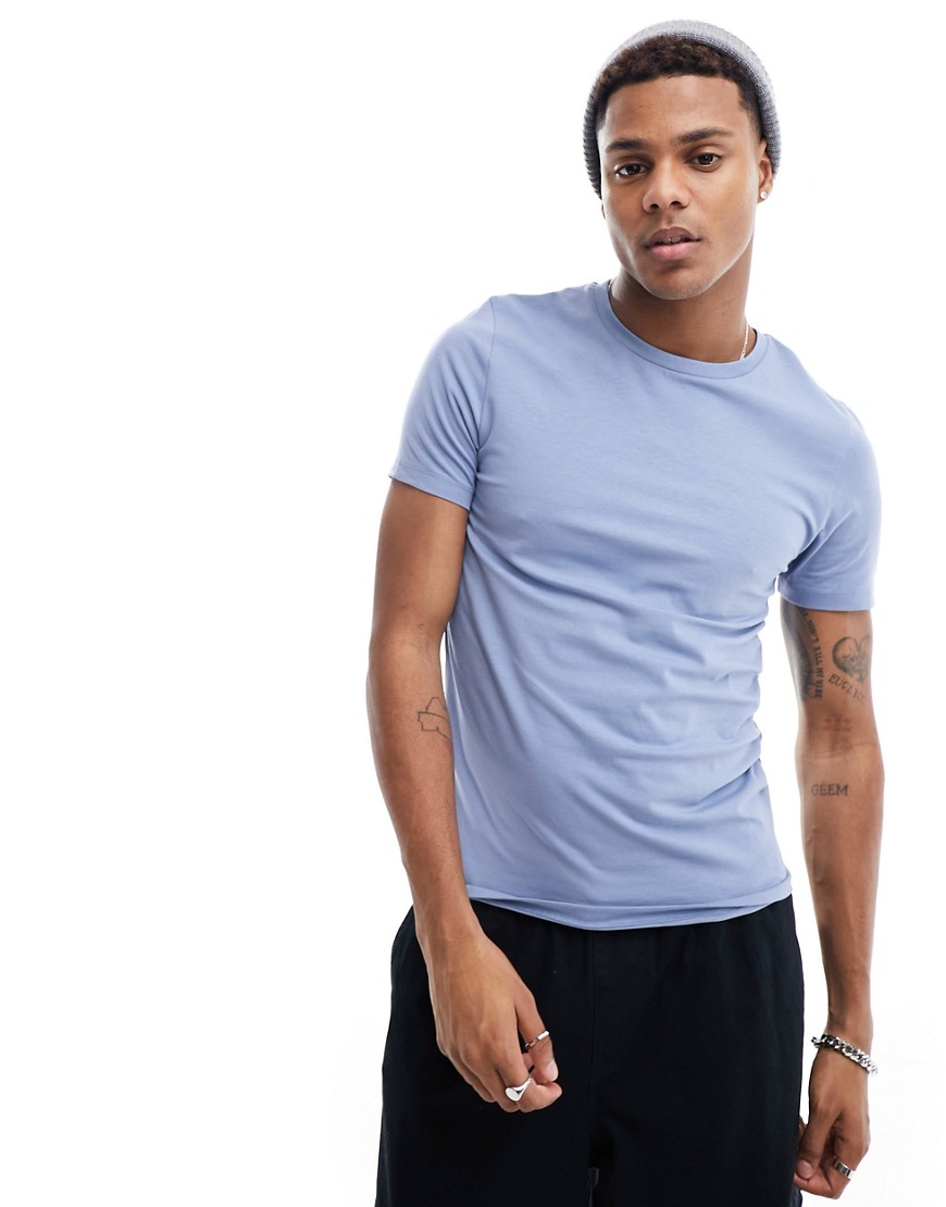 ASOS DESIGN muscle fit crew neck t-shirt in blue