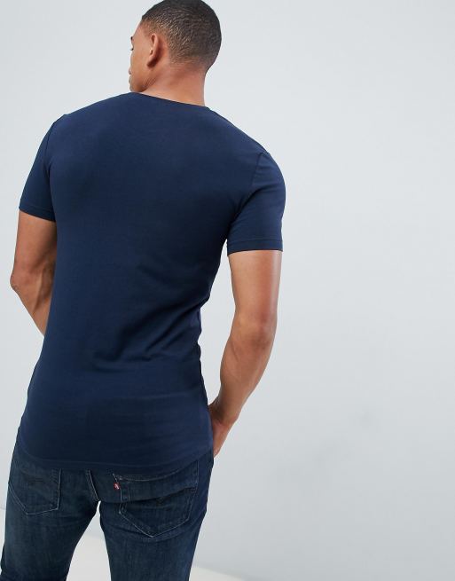 ASOS DESIGN muscle fit crew neck t-shirt in navy