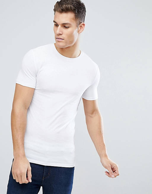 ASOS DESIGN muscle fit crew neck t-shirt in white | ASOS