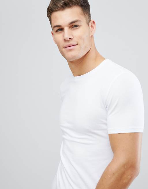 ASOS DESIGN muscle fit crew neck t-shirt in white