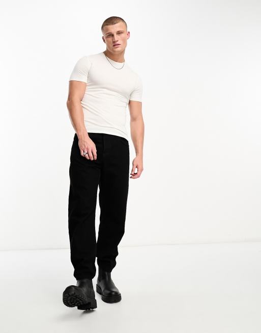 ASOS DESIGN muscle fit cropped t-shirt in off white