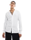 [ASOS DESIGN] ASOS DESIGN muscle fit deep revere collar shirt in white XL WHITE