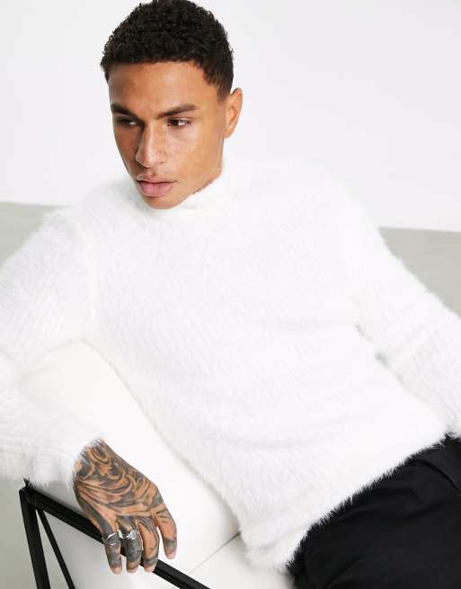 White roll neck jumper on sale mens