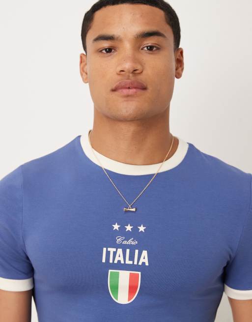ASOS DESIGN muscle fit football T-shirt with Italia print
