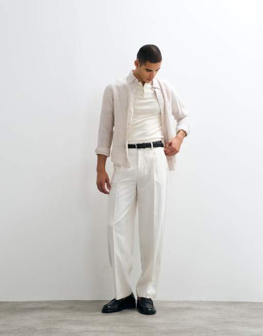 ASOS DESIGN - Muscle fit gebreide henley top met korte mouwen in ecru, 5 van 10